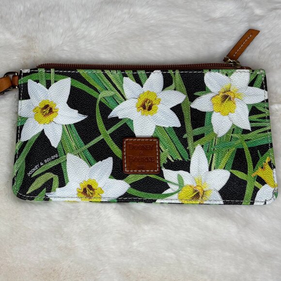 Dooney & Bourke Daffodils on Black Drawstring Bucket Bag With Matching Wristlet - Picture 14 of 16